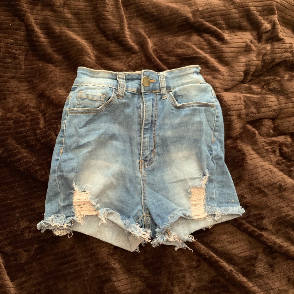 Fashion nova distressed high waisted cheeky shorts